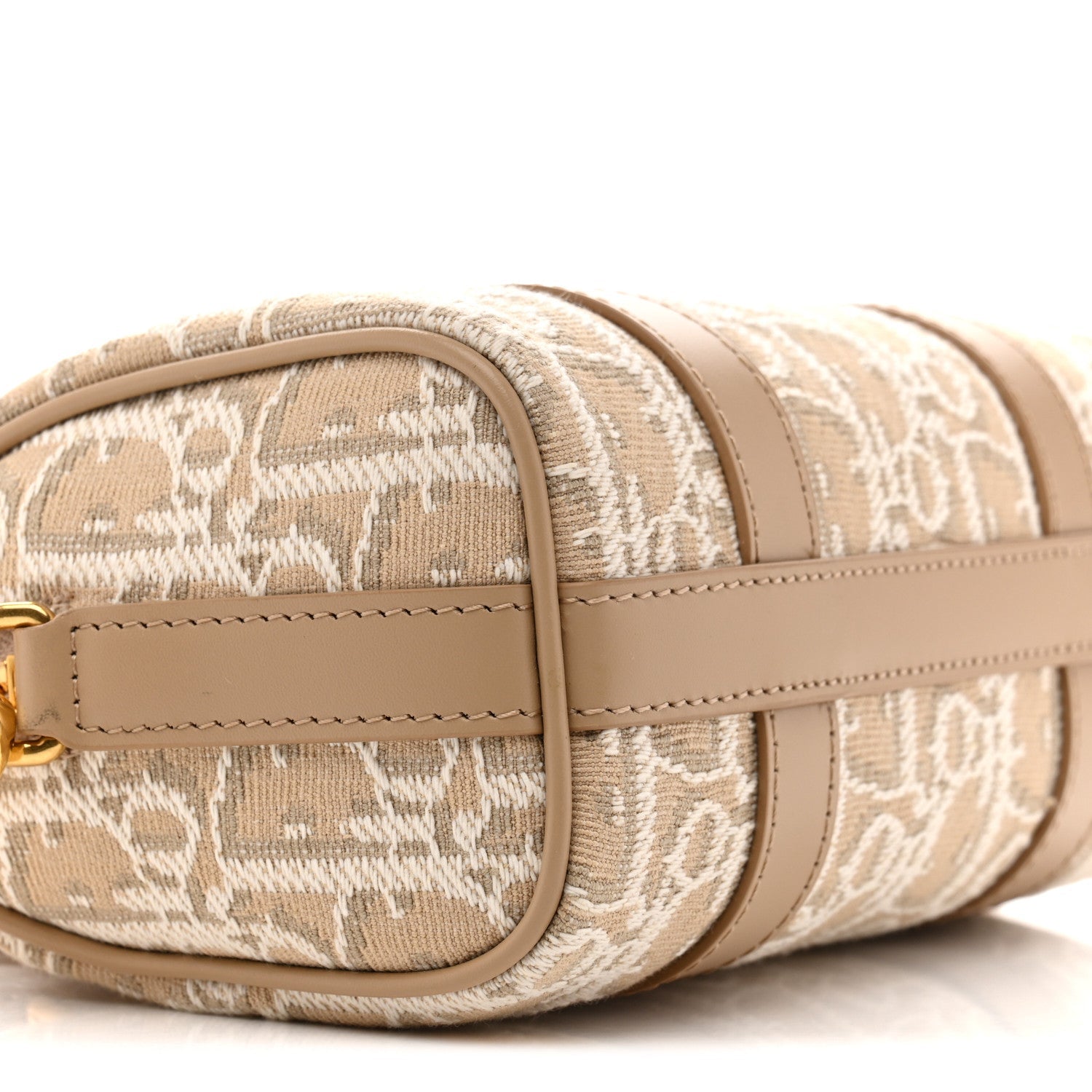 Christian Dior Oblique Chambray Groove 17 Bag Natural