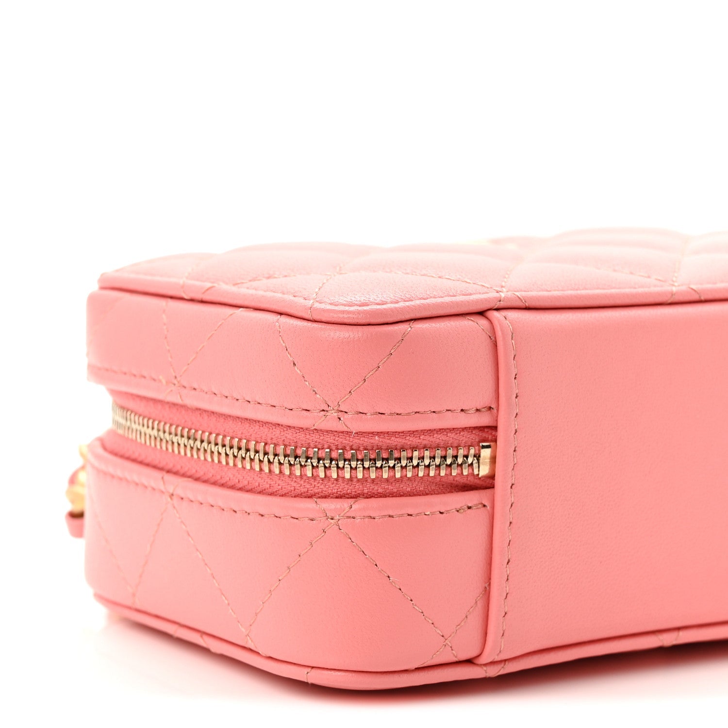 Chanel Lambskin Quilted Top Handle Mini Vanity Case Pink