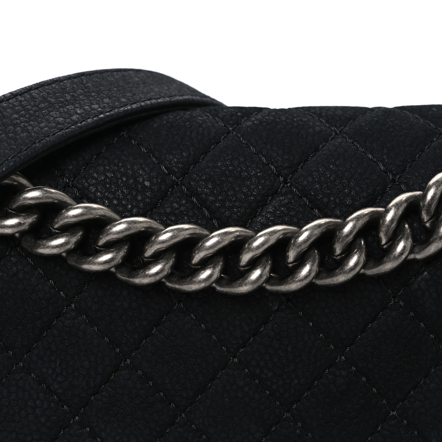 Chanel Bullskin Suede Caviar Quilted Medium Boy Flap Black