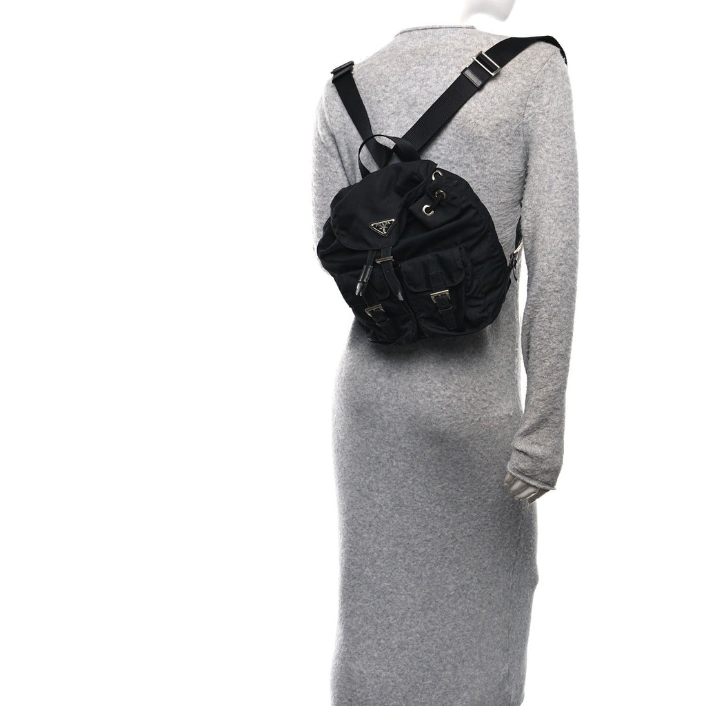 Prada Tessuto Nylon Saffiano Small Backpack Black