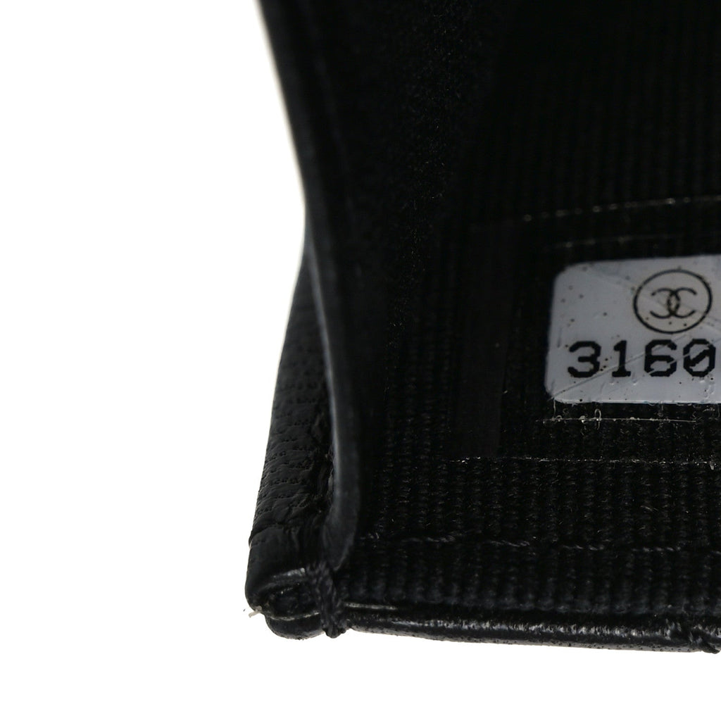 Lambskin Quilted CC Hook Card Holder Black