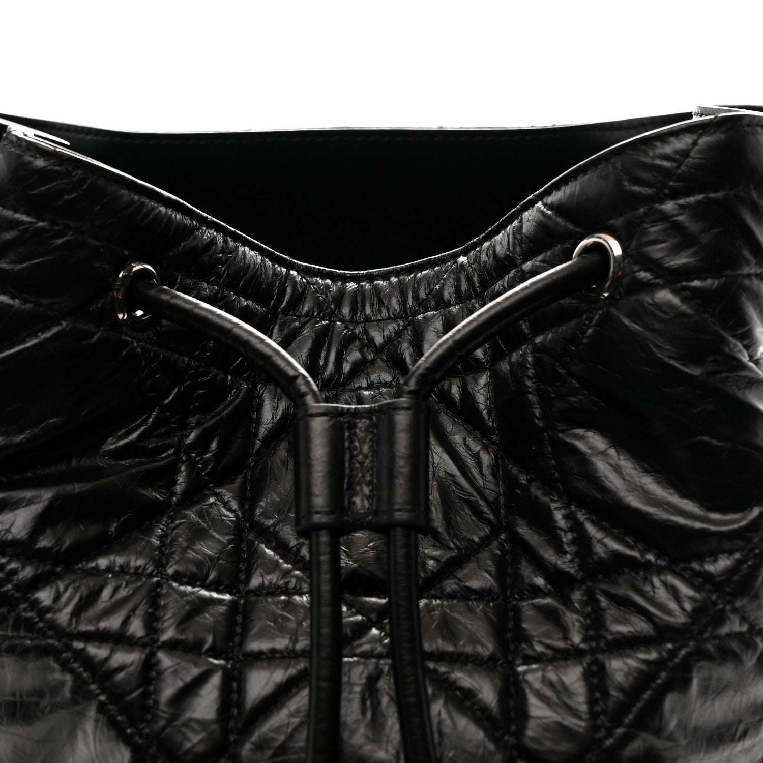 Christian Dior Crinkled Calfskin Macrocannage Medium D-Motion Bag Black