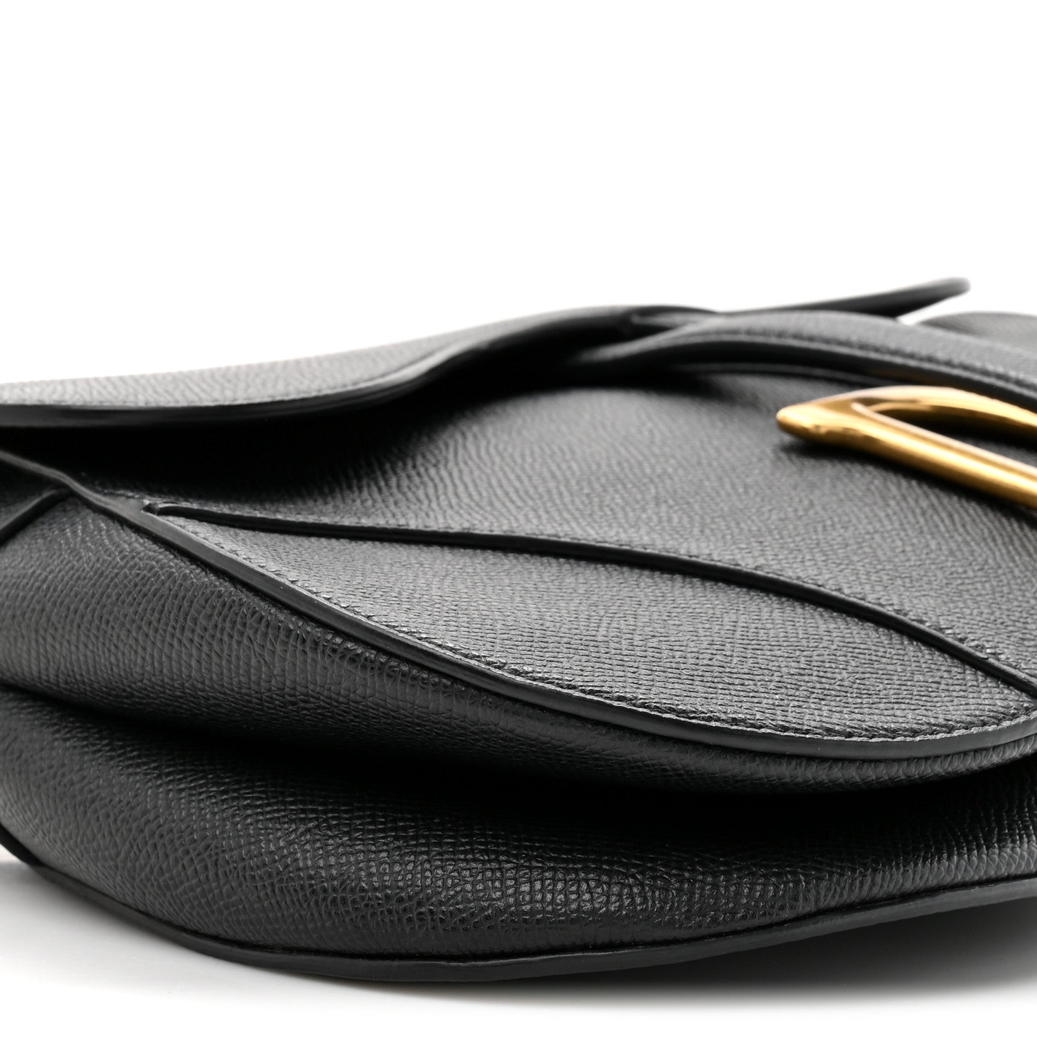 Christian Dior Grained Calfskin Saddle Bag Black