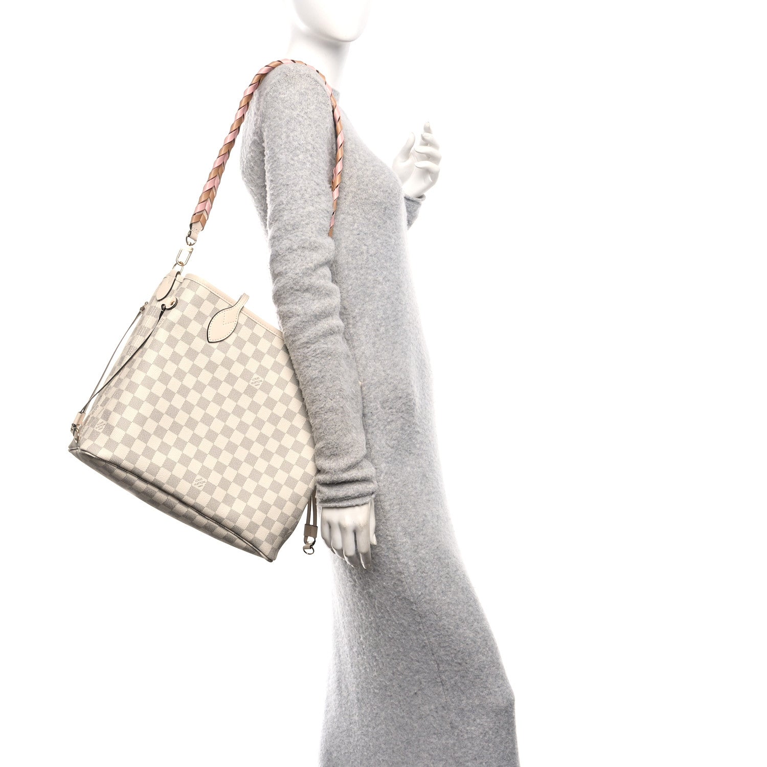 Louis Vuitton Damier Azur Braided Neverfull MM Pink
