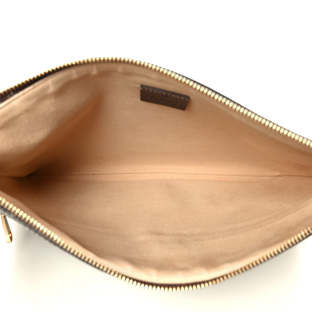 Gucci GG Supreme Monogram Large Ophidia Pouch Clutch Brown