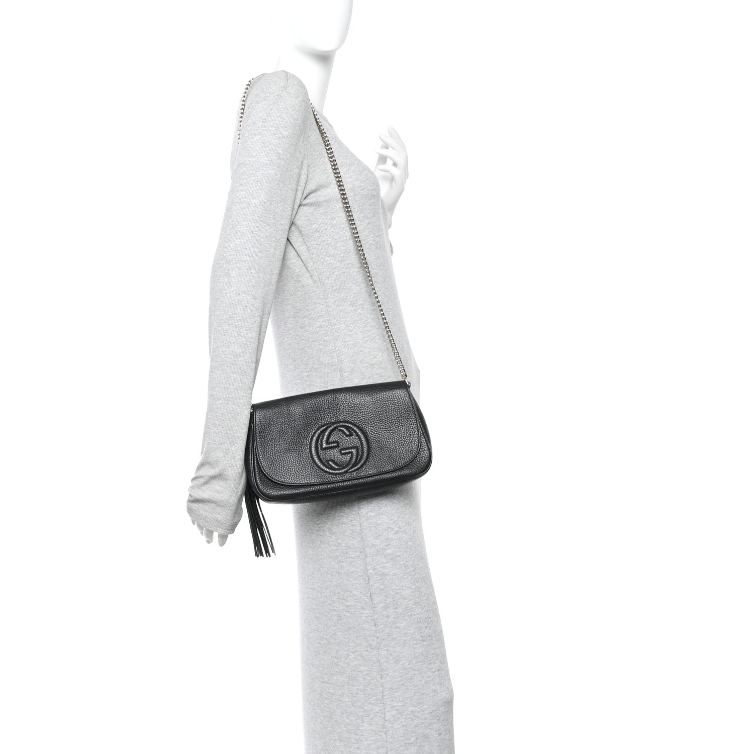 Gucci Pebbled Calfskin Medium Soho Flap Crossbody Black