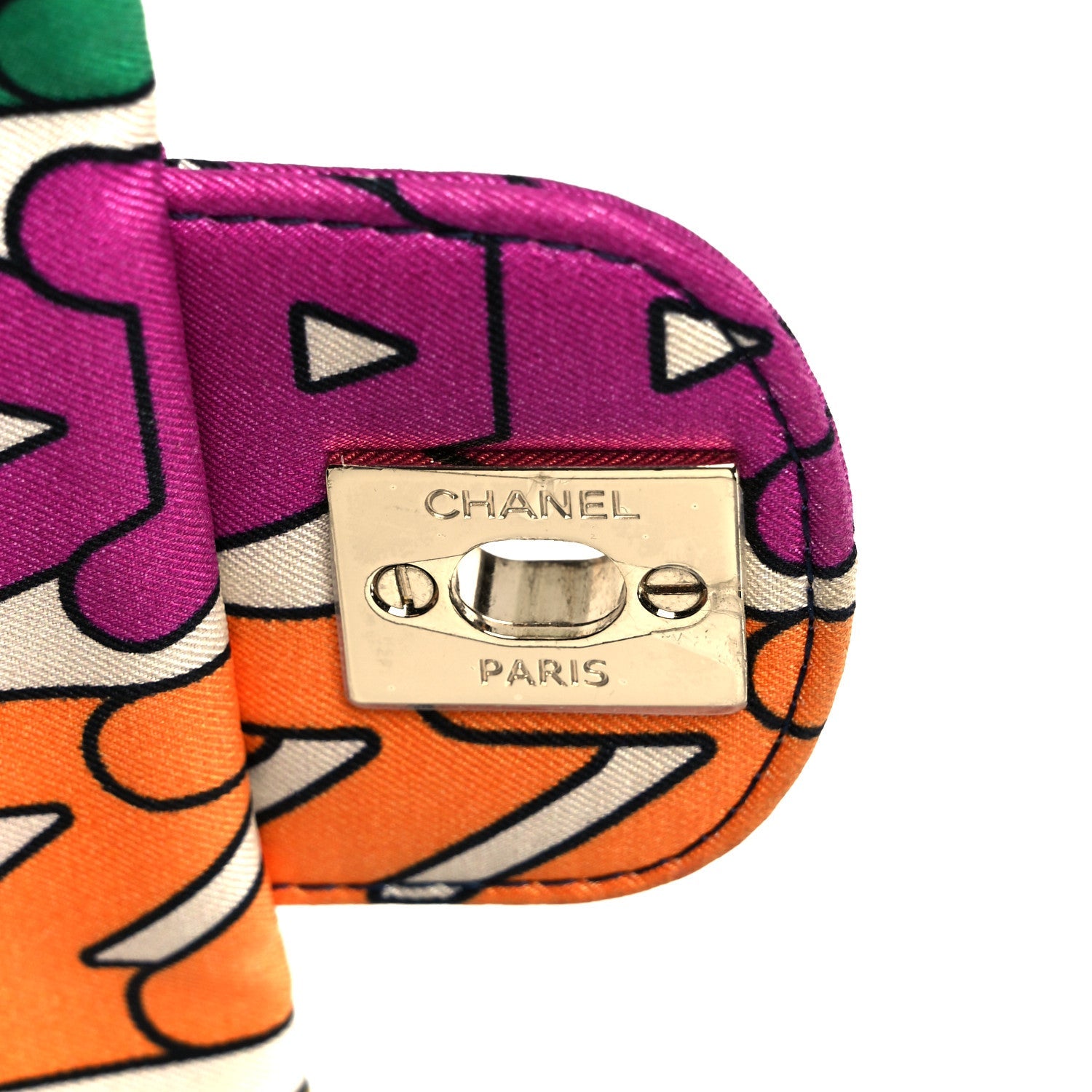 Chanel Printed Fabric Quilted Logo Single Flap Bag Multicolor