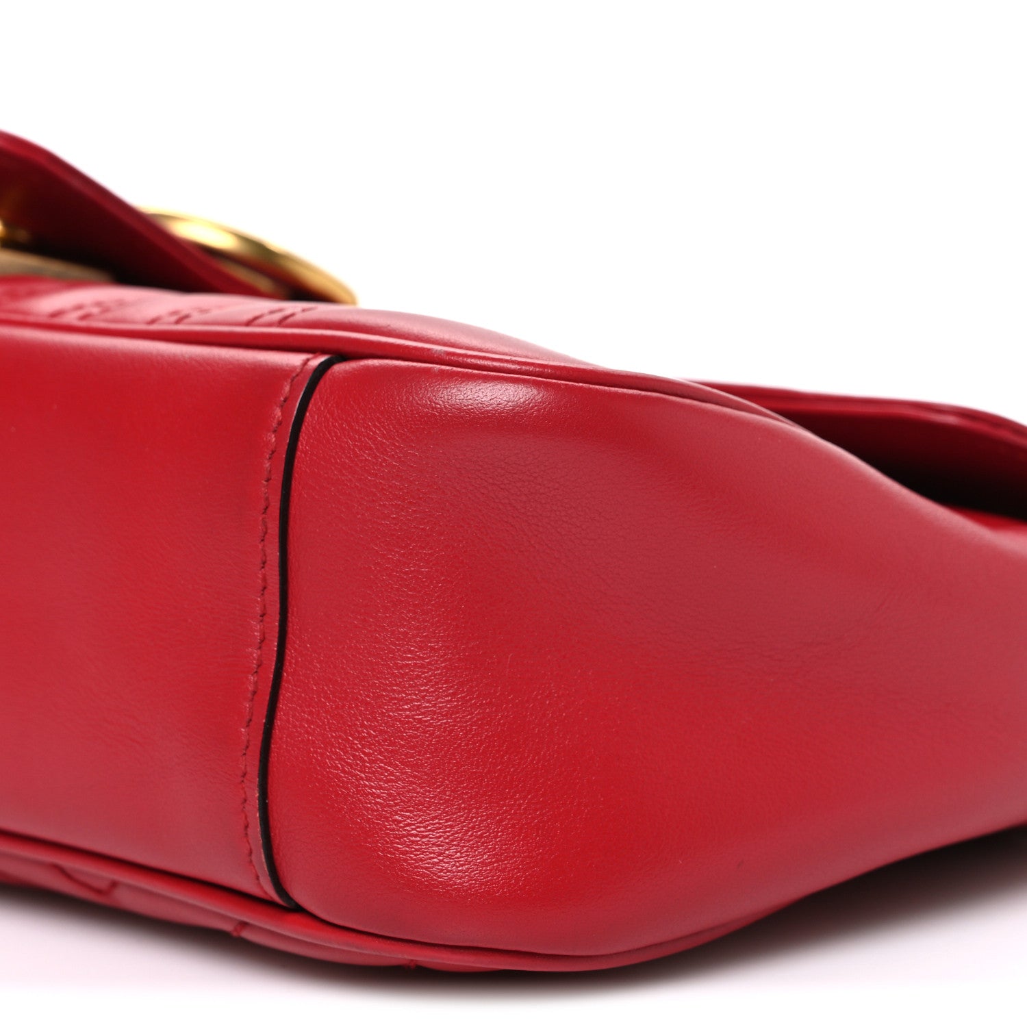 Gucci Calfskin Matelasse Small GG Marmont Shoulder Bag Hibiscus Red
