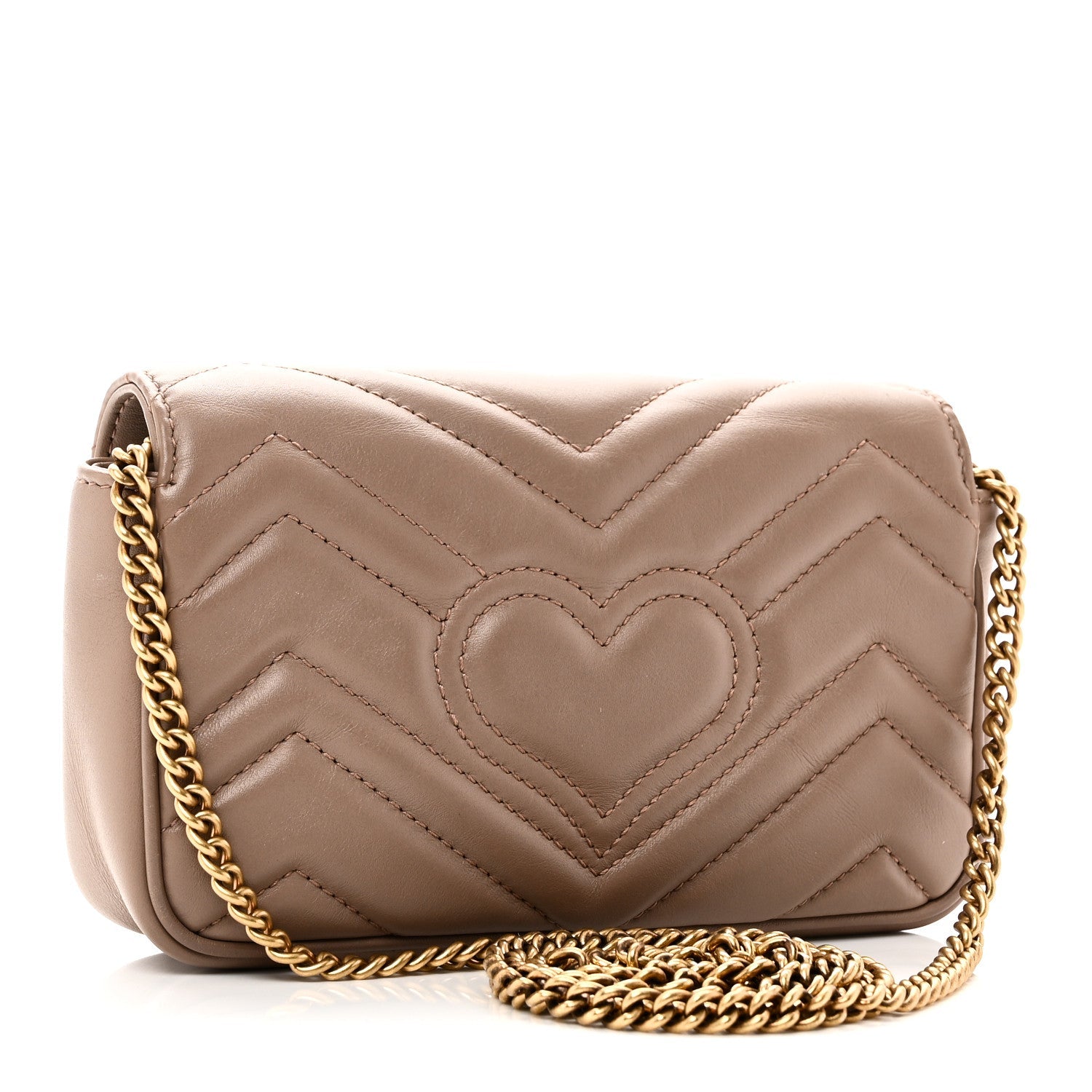 Gucci Calfskin Matelasse Super Mini GG Marmont Shoulder Bag Porcelain Rose