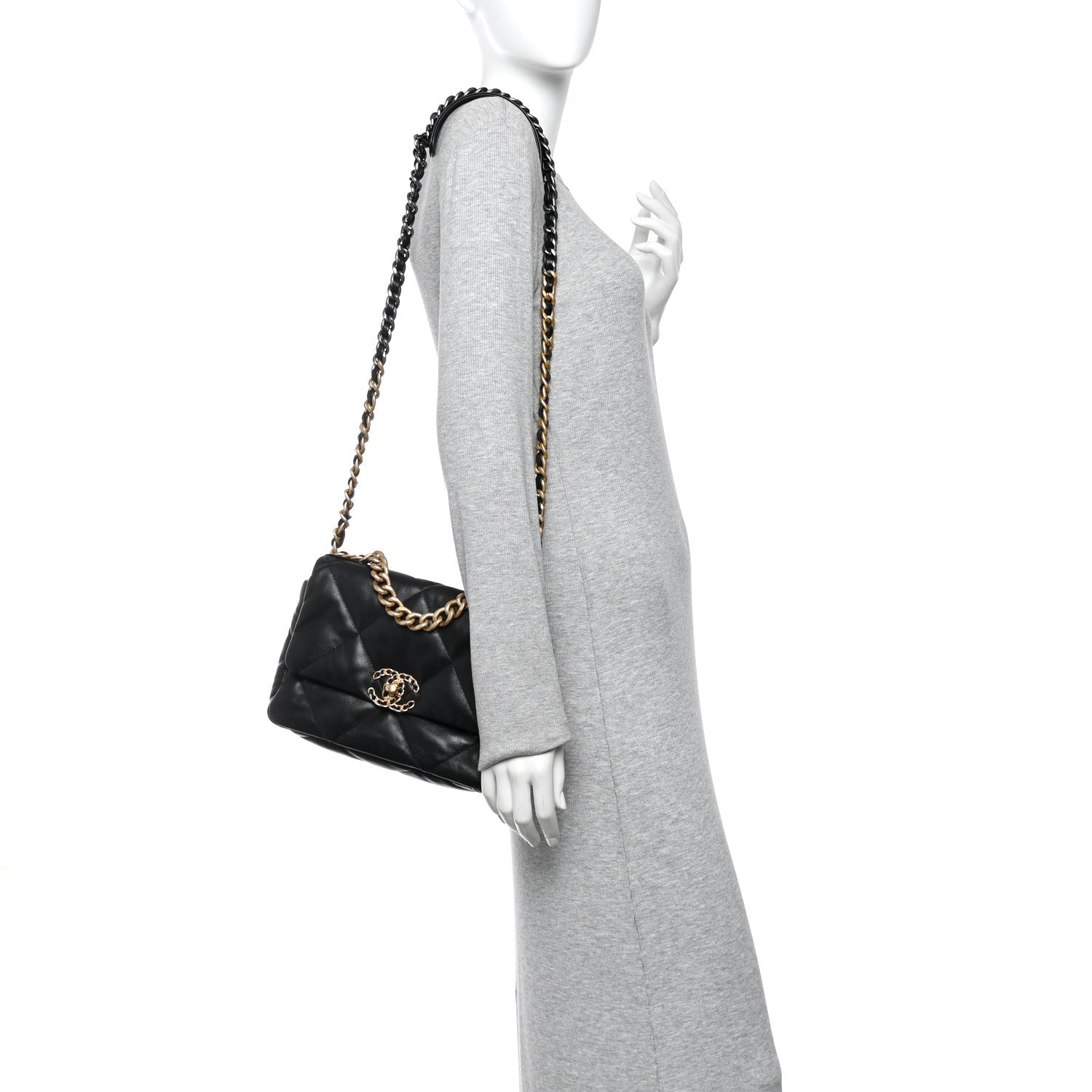 Chanel Lambskin Quilted Medium Chanel 19 Flap Black