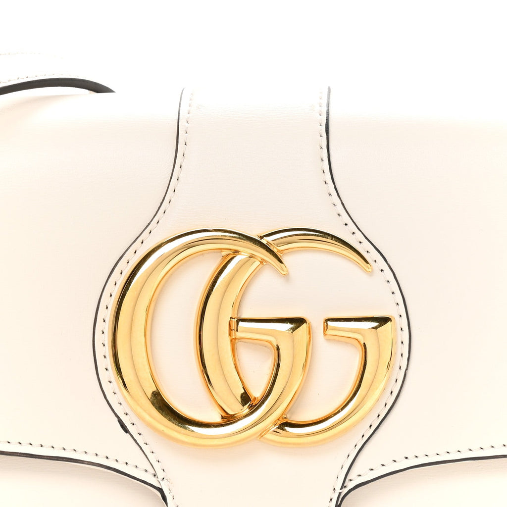 Gucci Calfskin Small Arli Flap Shoulder Bag Mystic White