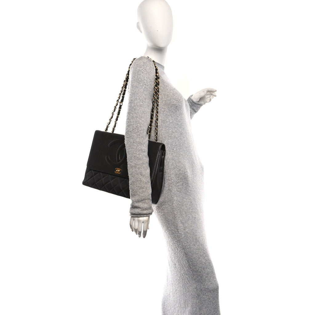 Chanel Lambskin Quilted CC Maxi Jumbo Single Flap Brown