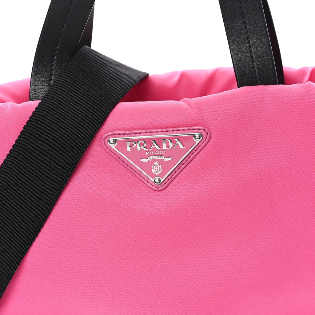 Prada Tessuto Nylon Soft Padded Shopping Tote Fuxia