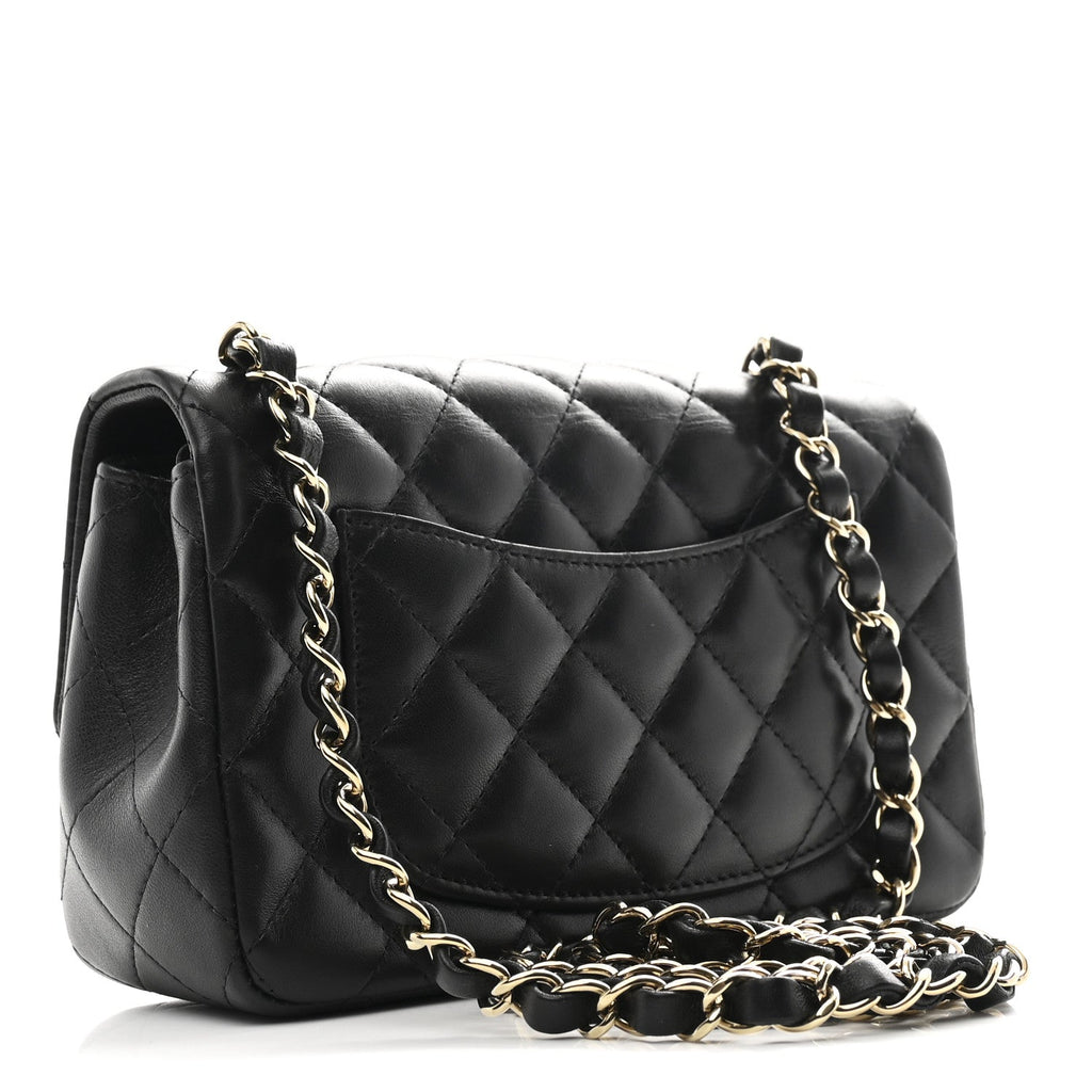 Chanel Lambskin Quilted Mini Rectangular Flap Black