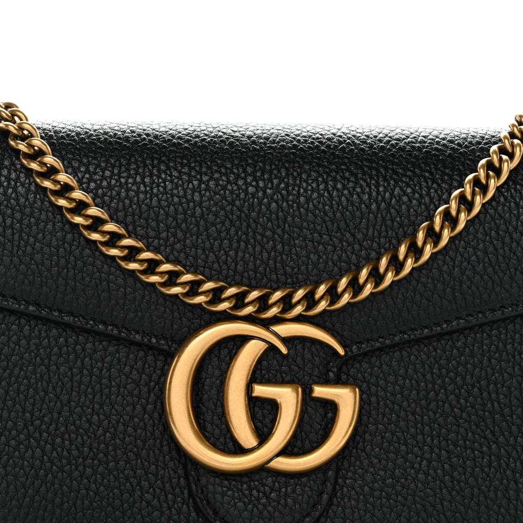 Gucci Calfskin GG Marmont Chain Wallet Black