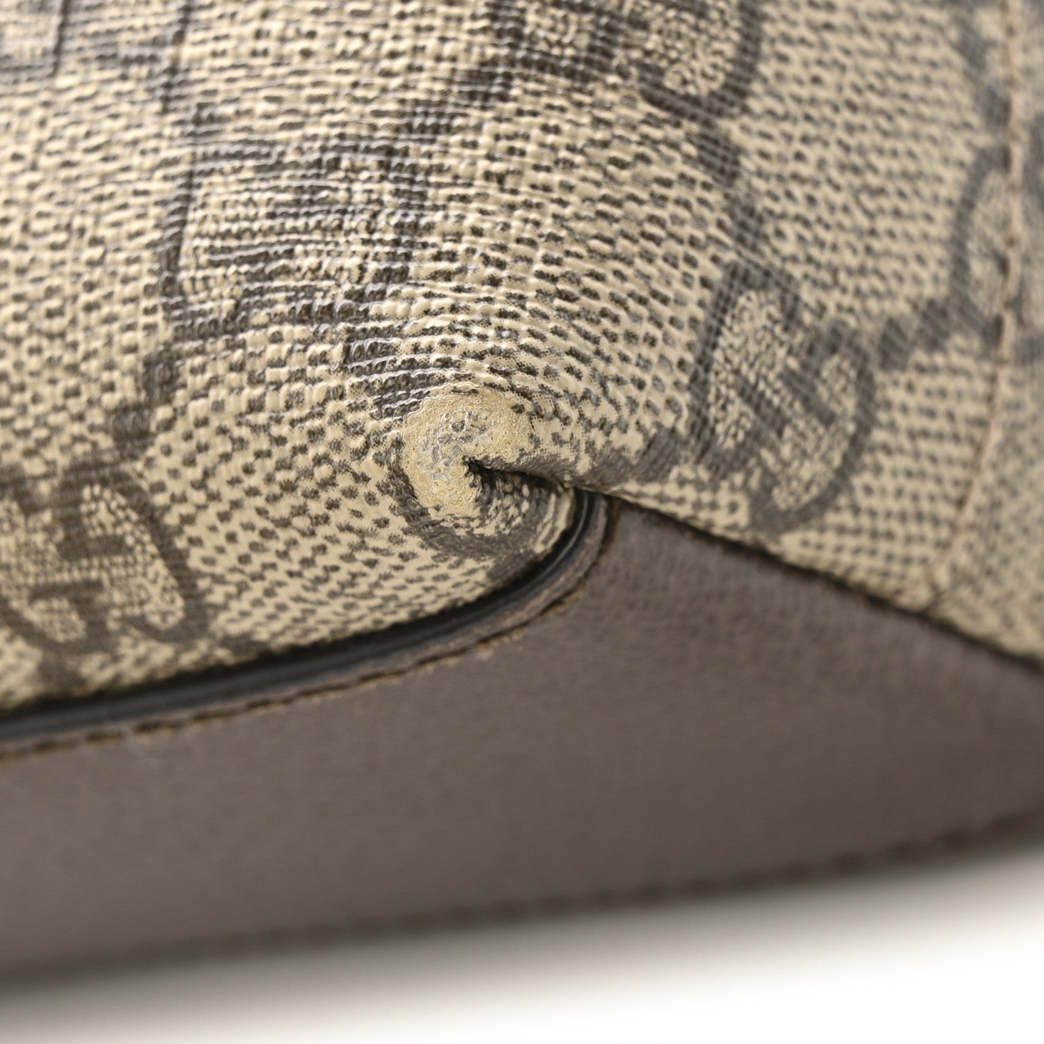 Gucci GG Supreme Monogram Textured Dollar Calfskin Web Small Ophidia Dome Shoulder Bag Beige Ebony New Acero
