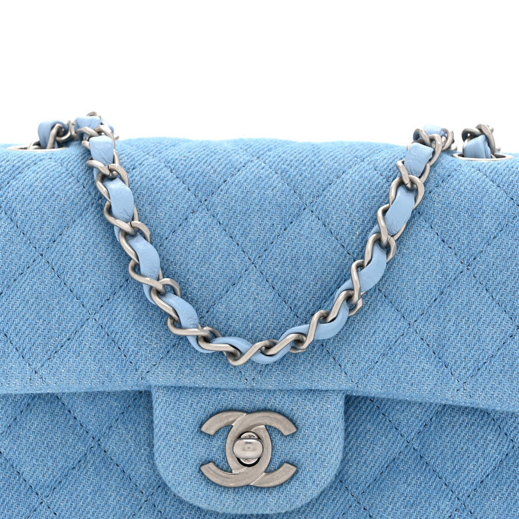Chanel Denim Quilted Mini Rectangular Flap Blue
