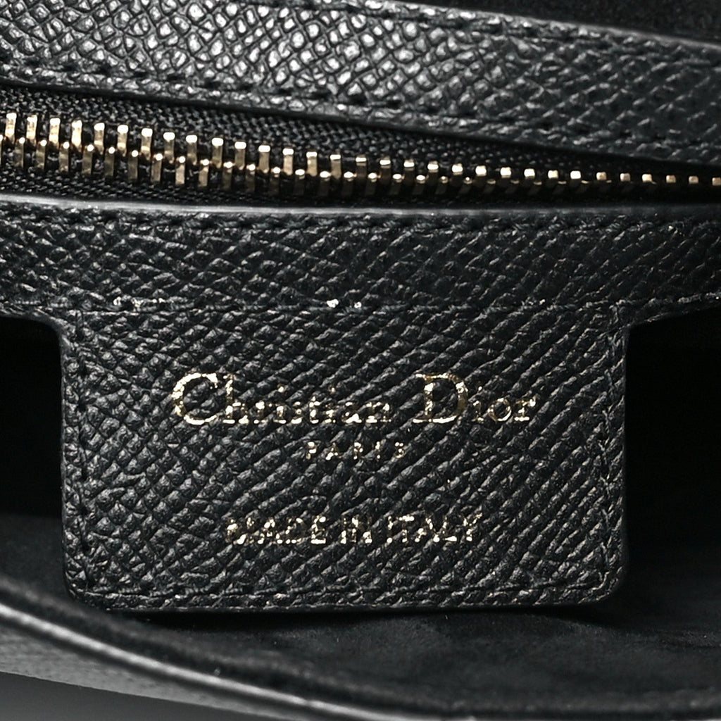 Christian Dior Grained Calfskin Saddle Bag With Strap Black