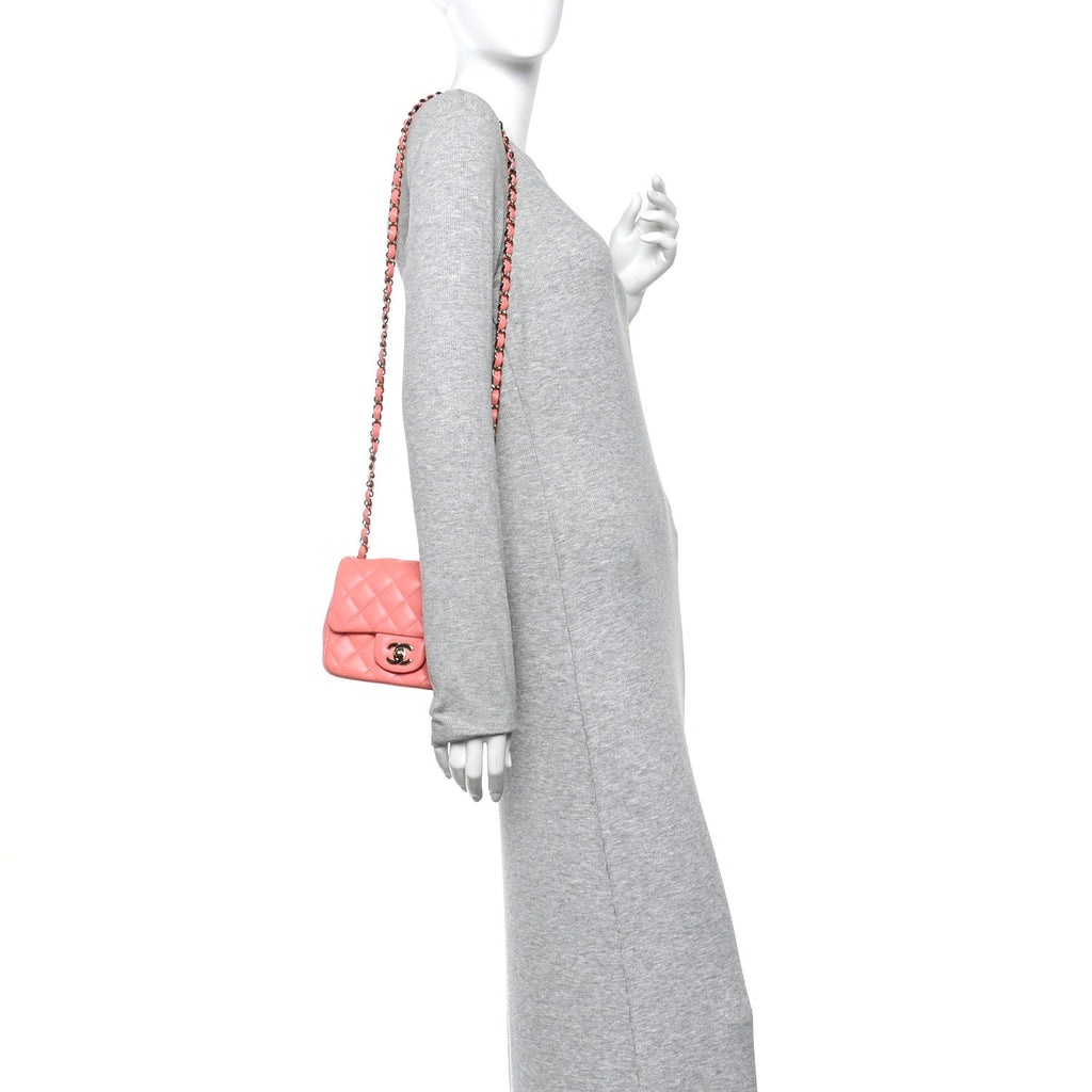 Chanel Lambskin Quilted Mini Square Flap Pink