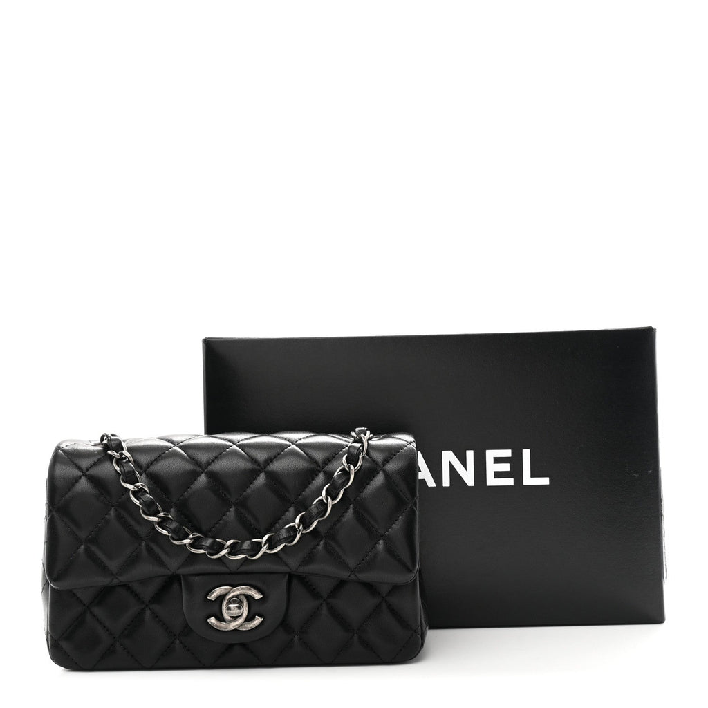 Chanel Lambskin Quilted Mini Rectangular Flap Black