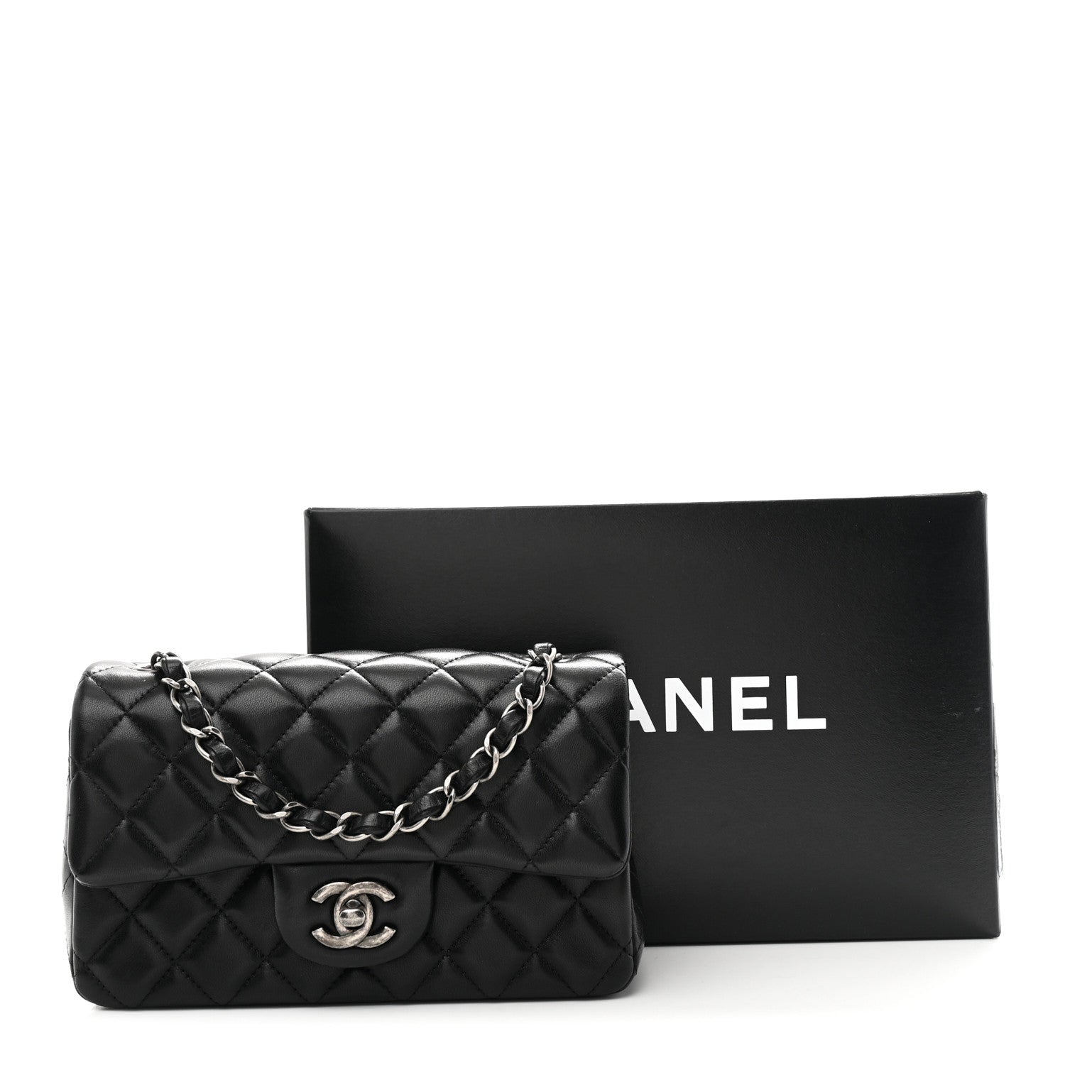 Chanel Lambskin Quilted Mini Rectangular Flap Black