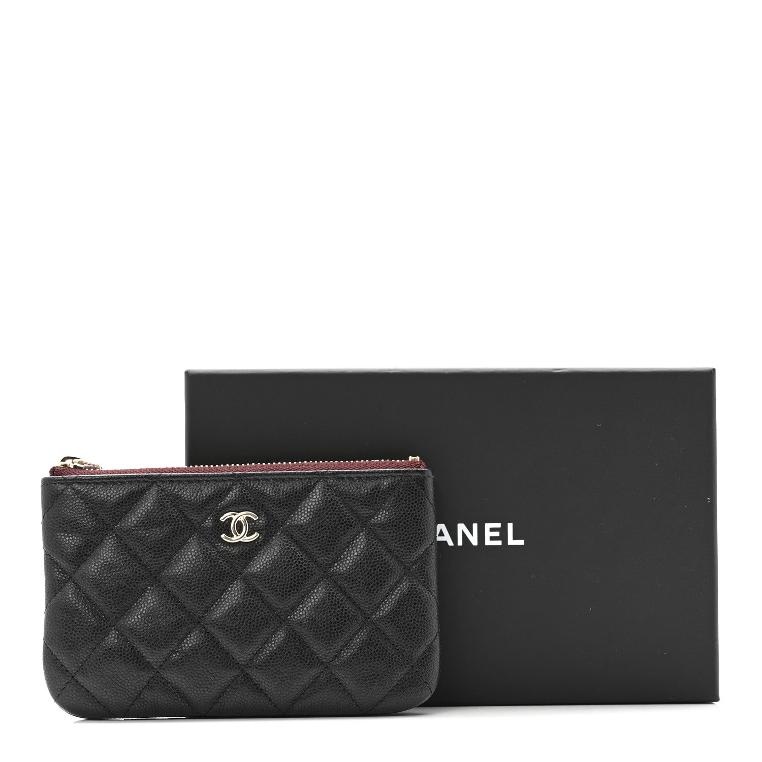 Caviar Quilted Small Cosmetic Case Black