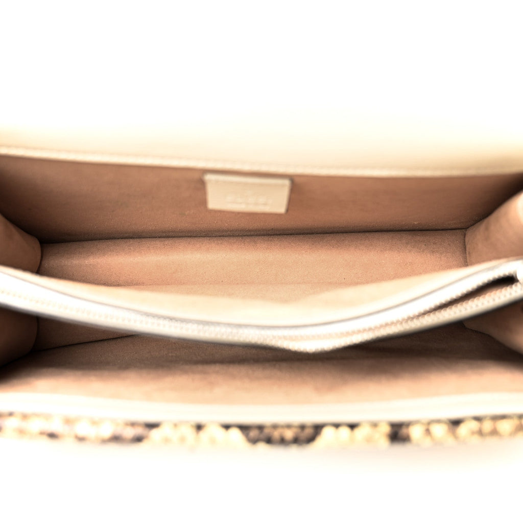 Gucci Calfskin Snakeskin Enamel Small Dionysus Shoulder Bag White Beige Electric Blue
