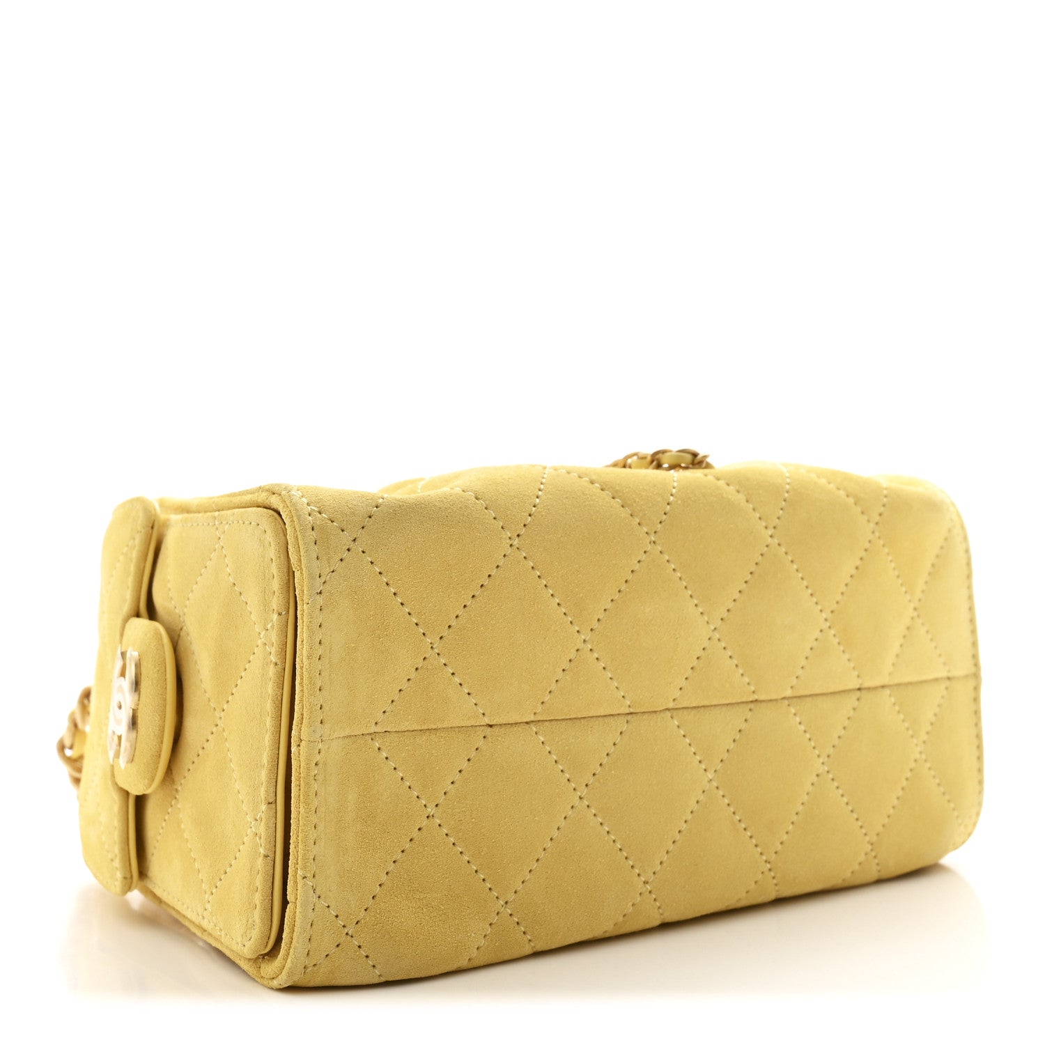 Chanel Suede Quilted Mini Chanel 25 Handbag Yellow
