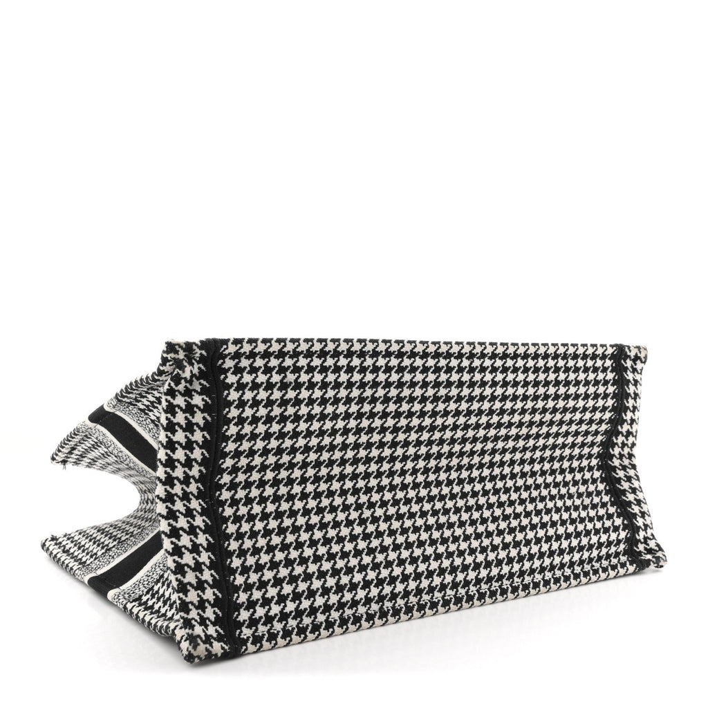 Christian Dior Canvas Houndstooth Embroidered Medium Book  Black White