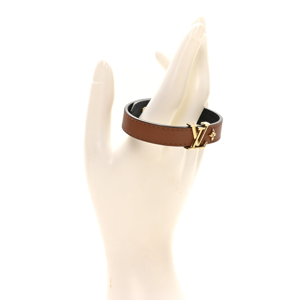 Louis Vuitton Calfskin LV Iconic Bracelet 19 Tan