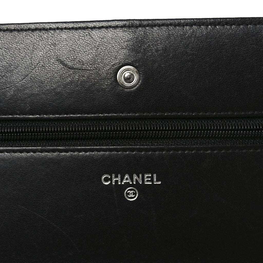 Chanel Lambskin Quilted Wallet On Chain WOC Black