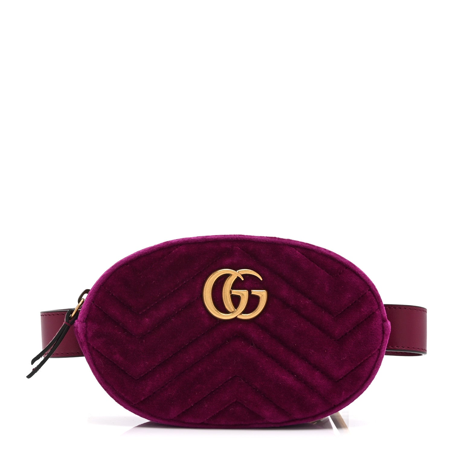 Gucci Velvet Matelasse GG Marmont Belt Bag 95 38 Fuchsia Violet Cyclamen