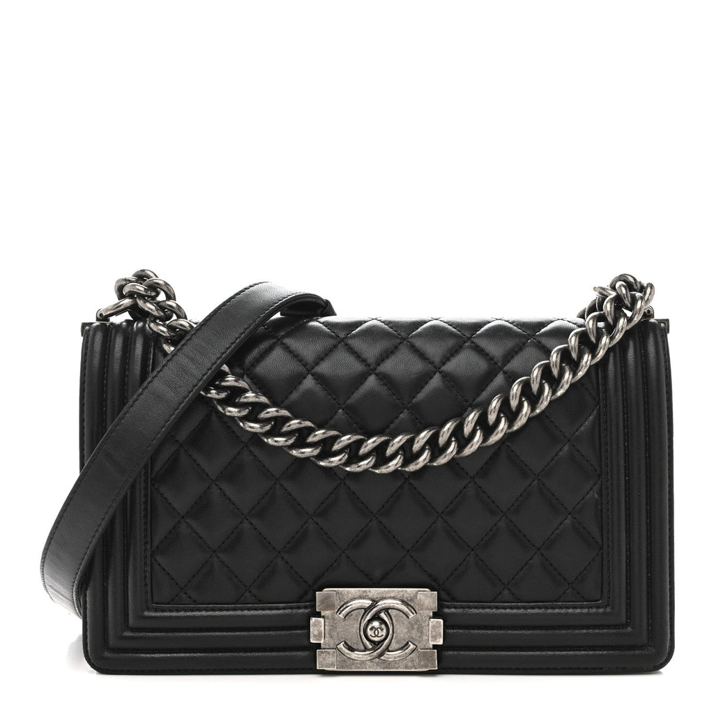 Chanel Lambskin Quilted Medium Boy Flap Black