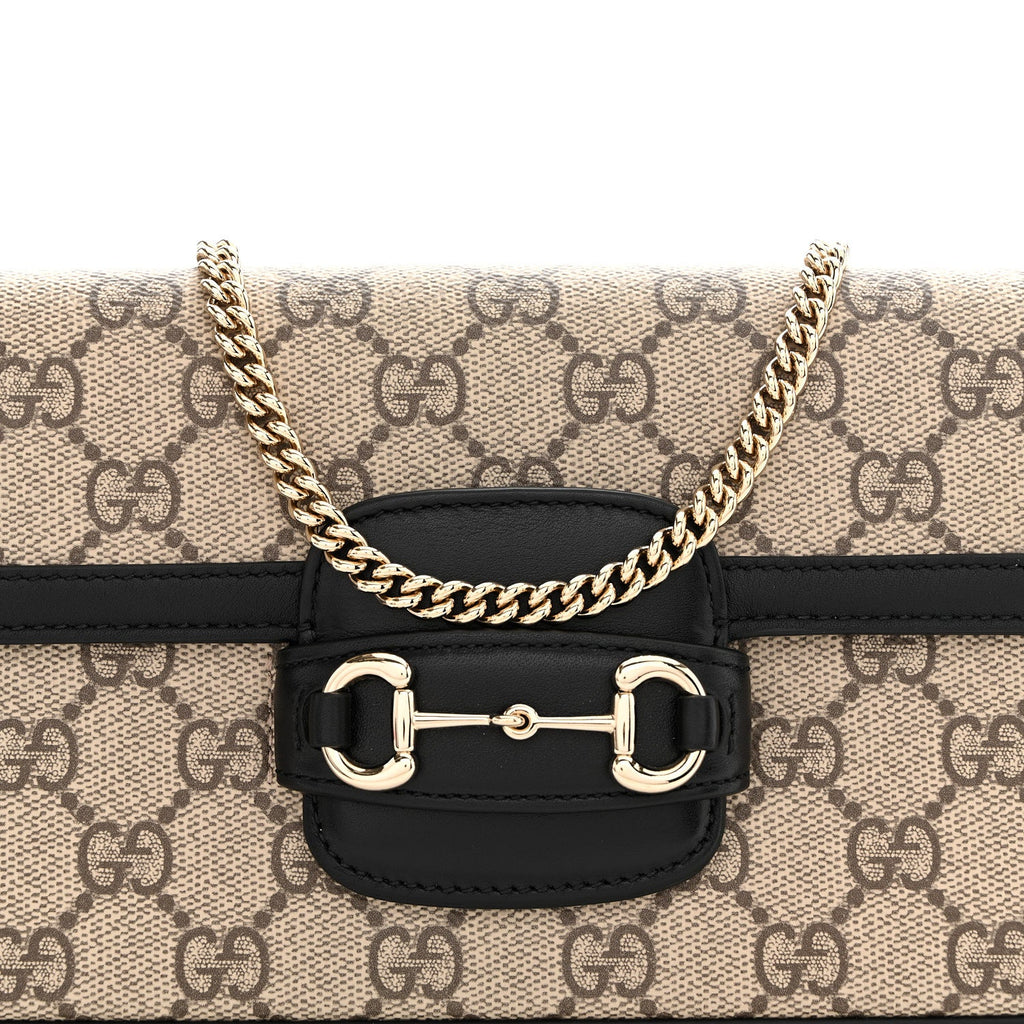Gucci GG Supreme Monogram Azalea Calfskin Horsebit 1955 Mini Bag Beige Black
