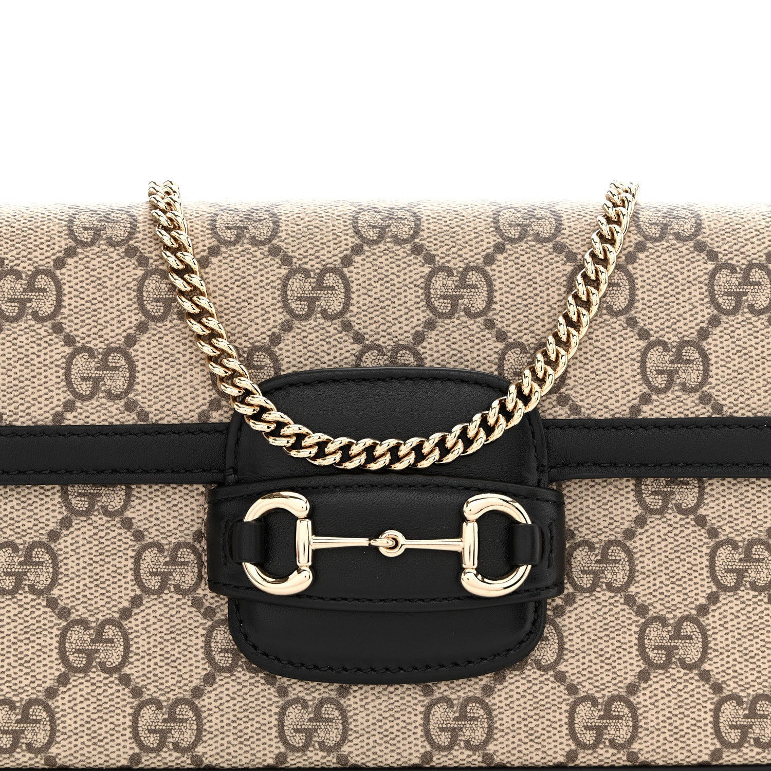 Gucci GG Supreme Monogram Azalea Calfskin Horsebit 1955 Mini Bag Beige Black