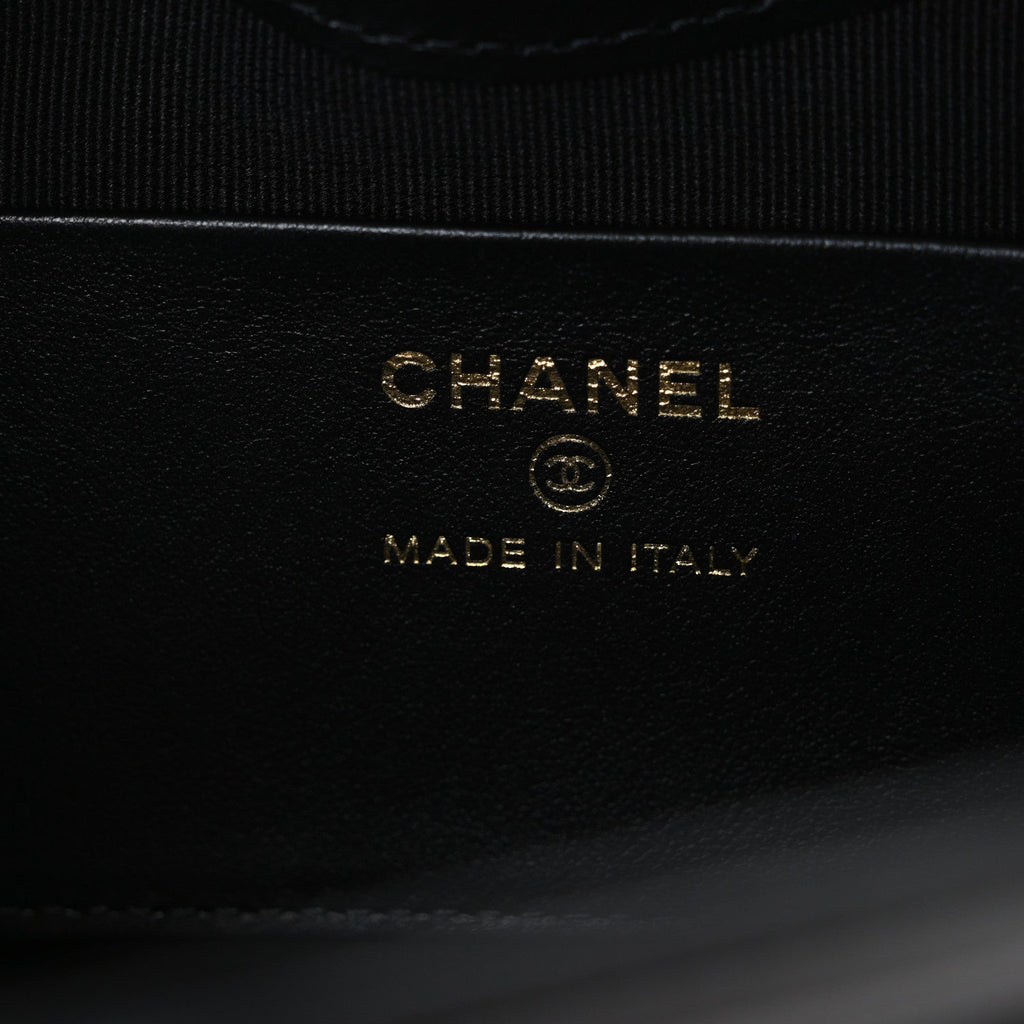 Chanel Shiny Crumpled Calfskin Quilted Nano 31 Shopping Bag Black