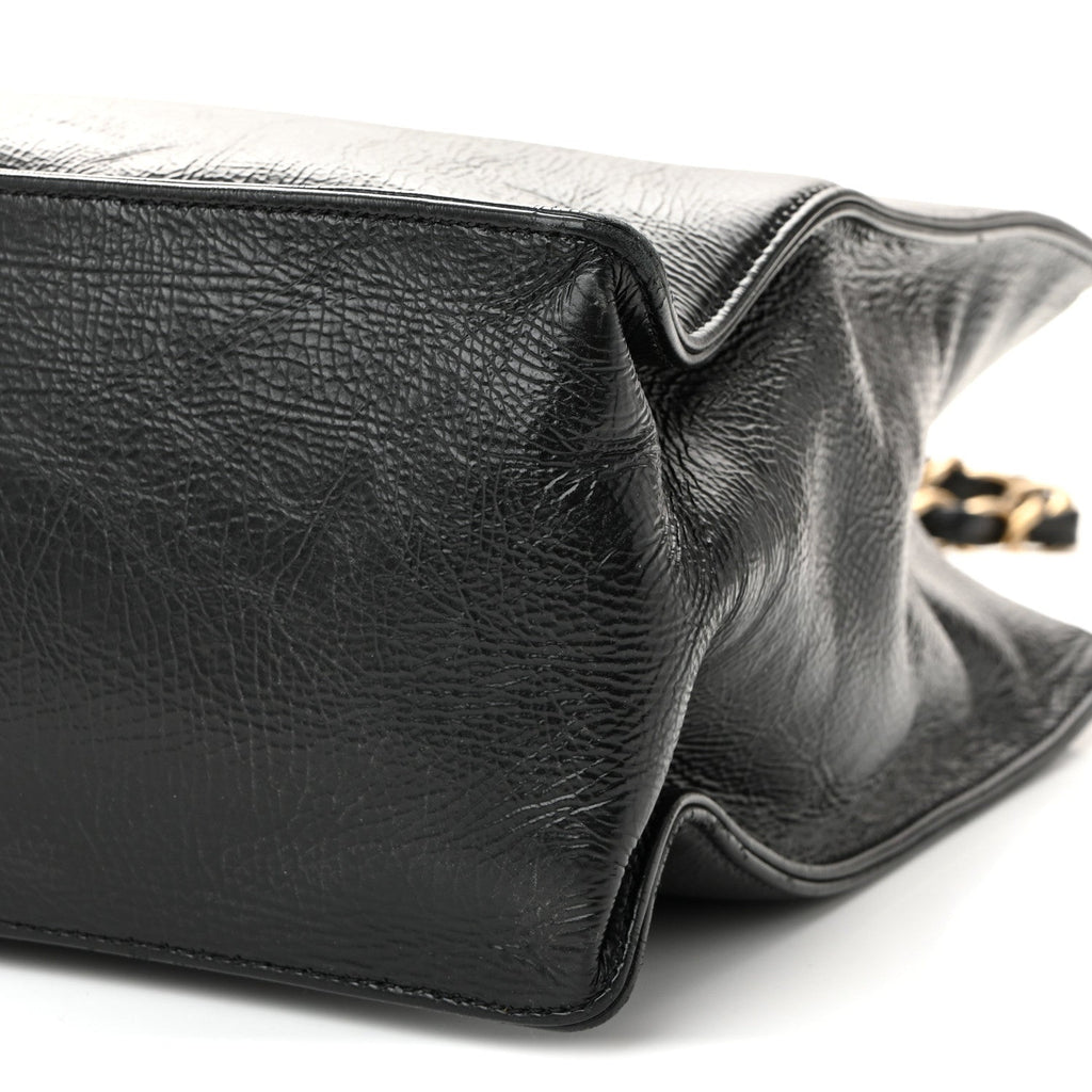 Chanel Shiny Aged Calfskin Shopping Bag Black