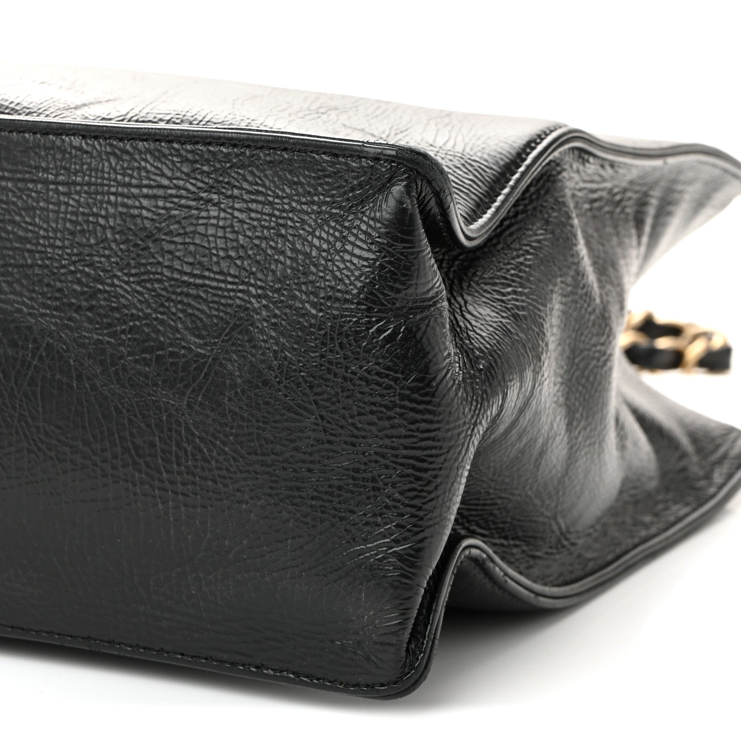 Chanel Shiny Aged Calfskin Shopping Bag Black