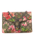 Gucci GG Supreme Monogram Blooms Mini Dionysus Chain Wallet Beige Multicolor Dry Rose
