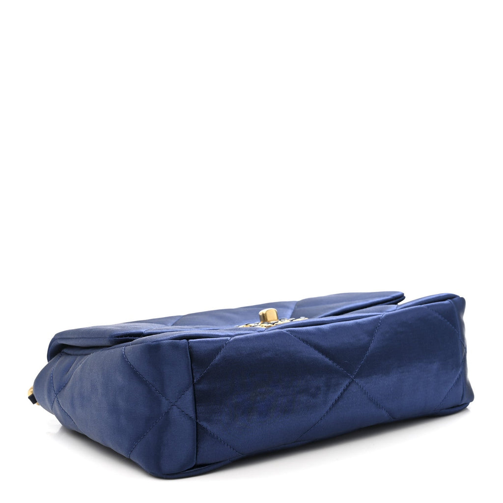 Chanel Satin Quilted Medium Chanel 19 Flap Blue