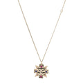 Crystal Enamel Stripe CC Pendant Necklace Gold Multicolor