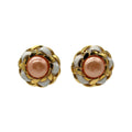 Vintage Chanel Peach Synthetic Pearl Leather & Chain Earrings