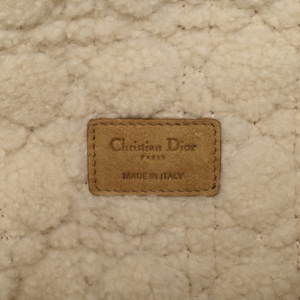 Christian Dior Shearling Cannage Large Caro Bag Camel