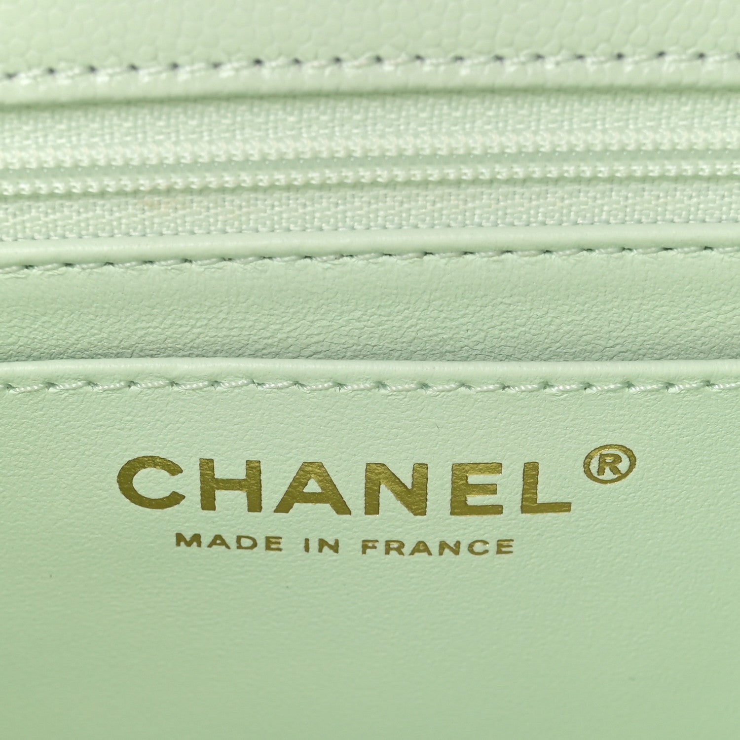 Chanel Caviar Quilted Retro Medium Twist Top Handle Clutch Light Green