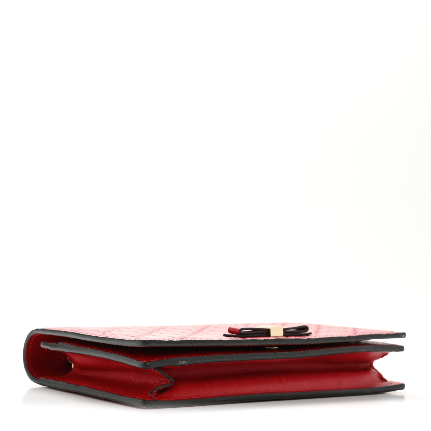 Gucci Guccissima Signature Bowy Chain Wallet Hibiscus Red