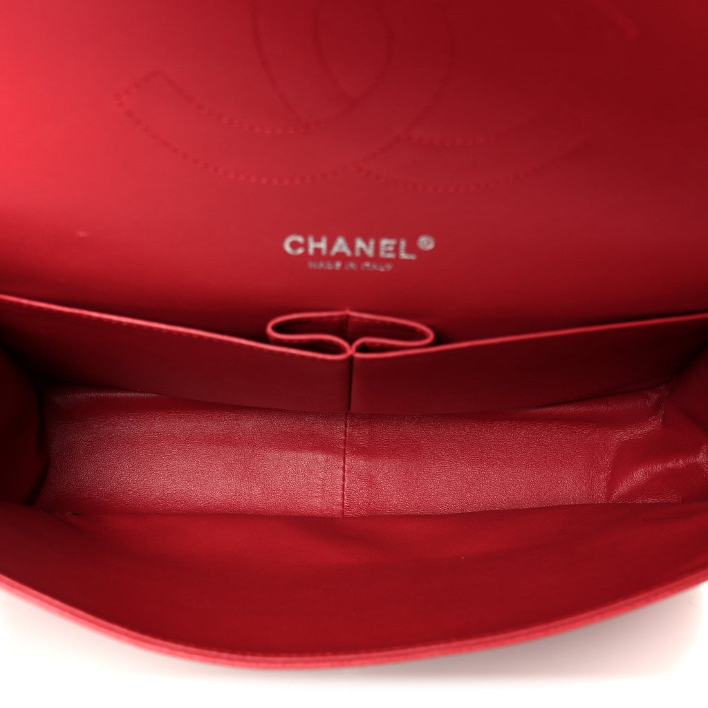 Chanel Caviar Quilted Jumbo Double Flap Dark Red