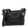 Chanel Patent Goatskin Quilted Small Gabrielle Hobo Black