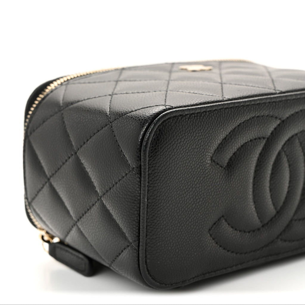 Chanel Caviar Quilted Small Vanity Case With Chain Black