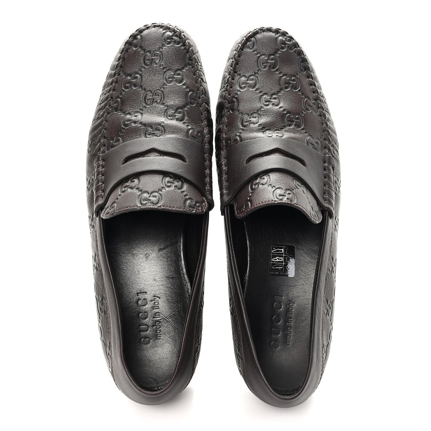 Gucci Guccissima Mens Driver Loafers 8 Chocolate