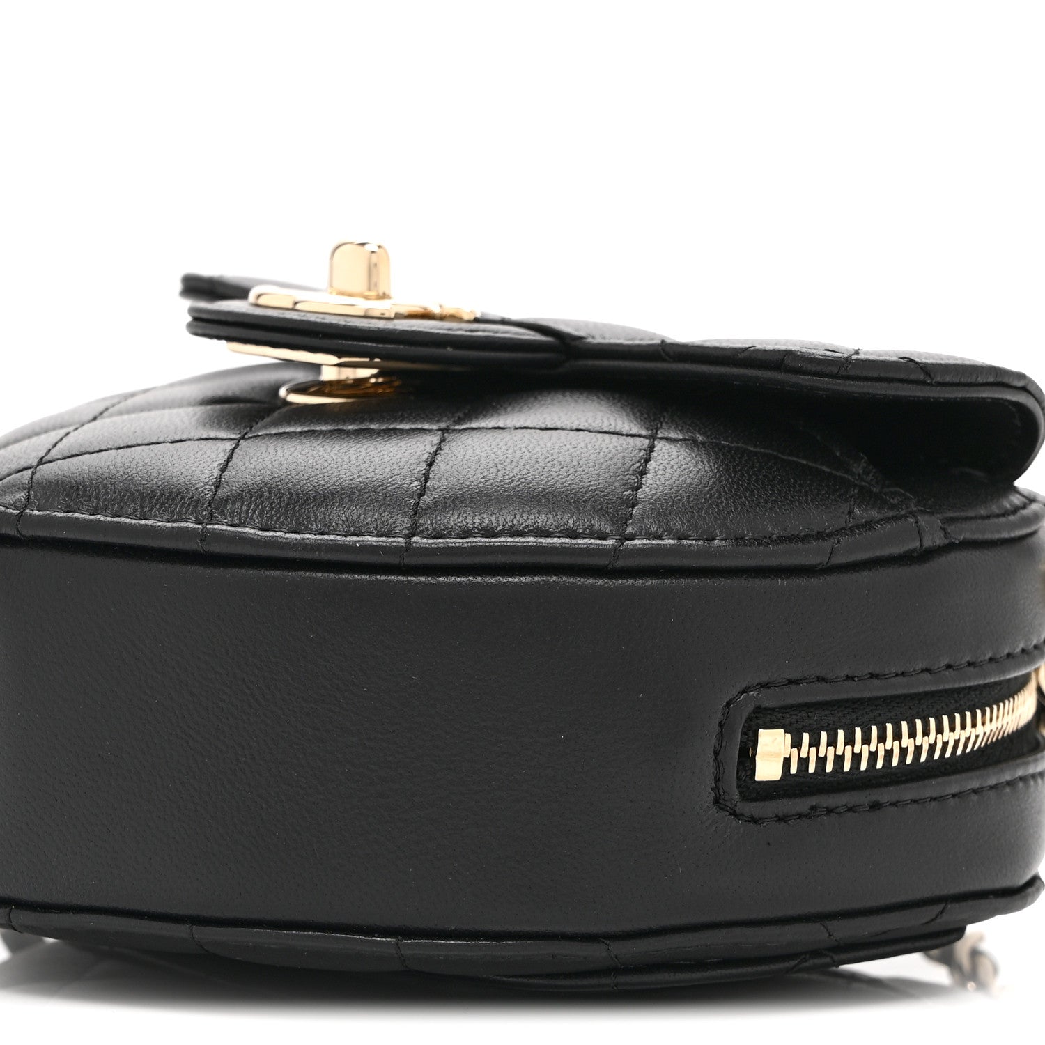 Chanel Lambskin Quilted CC In Love Heart Clutch With Chain Black